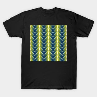 Green Blue Leaf Tile Pattern T-Shirt